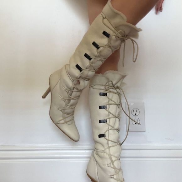 Gucci Laceup fur trimmed boots - Picture 1 of 6